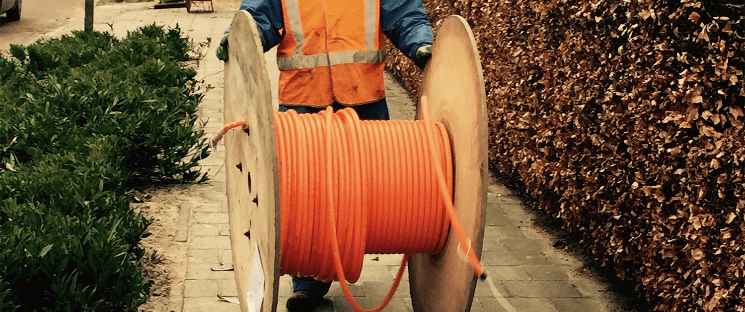 A wheel of broadband fiber cable