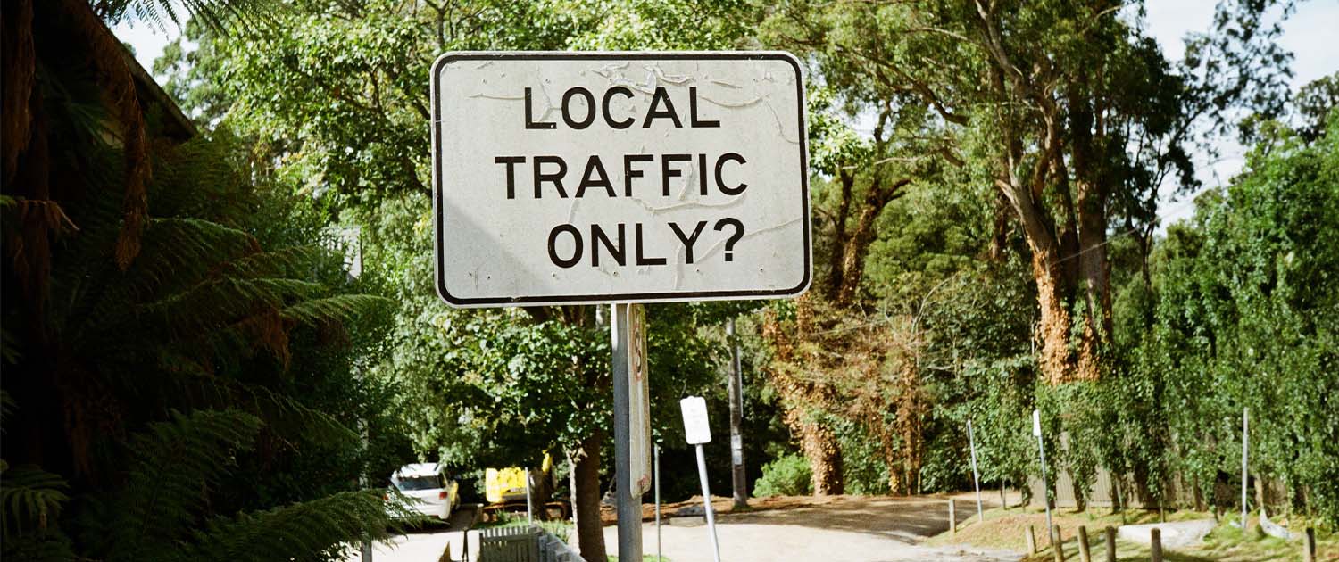 Photo of a "Local traffic only" road sign